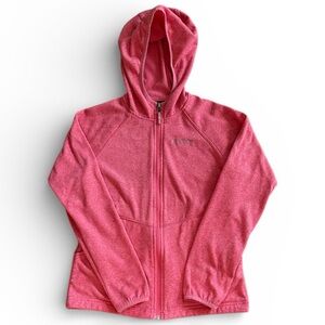 COLUMBIA BIG GIRLS PINK HOODED FLEECED HOODIE FULL ZIP FRONT POCKETS SZ L 14-16